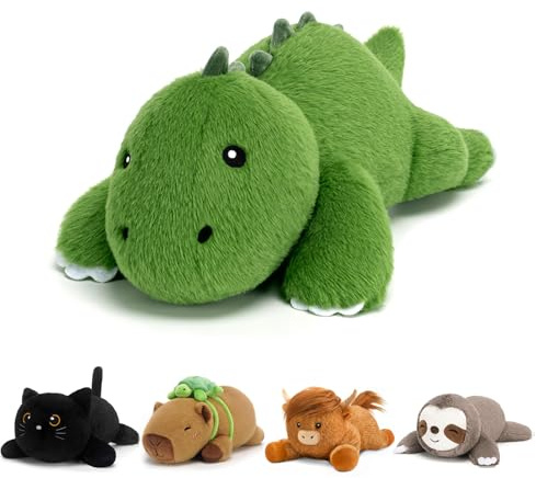 SQEQE Dinosaurier Kuscheltier mit Gewicht, Weiches Gewichtetes Dino Plüschtier Kuscheltierkissen, Kawaii Plüschtiere für Kinder und Erwachsene 25CM