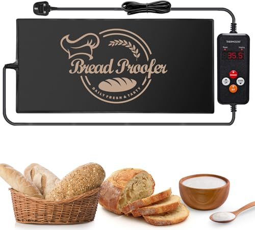 Bread Proofing Mat with Digital Temperature Control & Timer, 10x20.75 Heating Pad for Dough Rising, Sourdough Starter, Yogurt, Kombucha, Fermentation - Perfect Bread Baking Supplies for Home Bakers