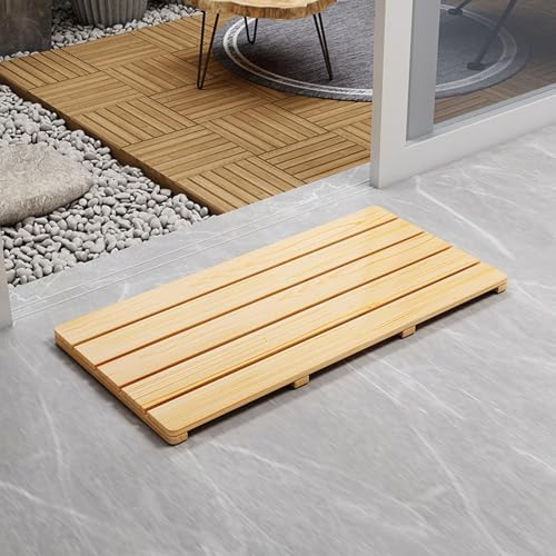 Trä duschfot 50 x 50 50 x 60 60 x 60 65 x 65 80 x 80, halkfri badkarsmatta för duschkar - anpassad storlek och form för äldre spa(naturlig, 75 x 75 cm)