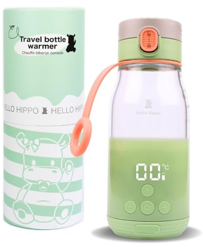 Nomad flaskvärmare 300 ml - trådlös, USB-uppladdningsbart batteri, bil - justerbar temperatur 37–50 °C med varmt stöd - examen 30 ml - perfekt för mjölk och vatten när du reser
