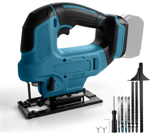 Batteridriven sticksåg för Makita 18 V batterier (utan batteri), 720 W borstlös elektrisk pendelsticksåg, steglös varvtalsreglering, ±45° gervinkel, inkl. 6 T-skaft-sågblad