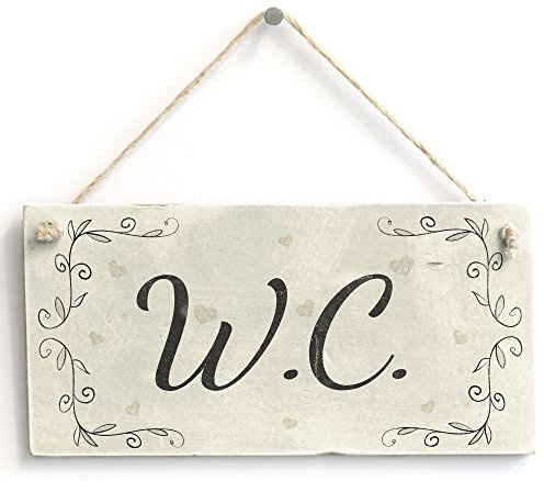WC Hanging Door Sign, Cottage Style Toilet Room Decor | Neat visitor-friendly toilet room marker