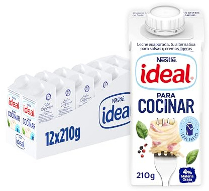 Ideal Leche Evaporada pack 15x210g | Leche evaporada con 4% materia grasa, ideal para cocinar, preparar salsas y recetas cremosas