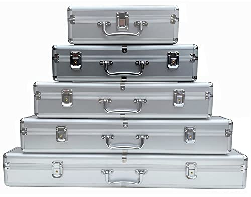 ECI aluminiumväska aluminiumlåda avlång tom instrumentväska flöjtväska (L x B x H) 40 x 10 x 10 cm mätinstrument förvaring, silver, silver, 40 cm, sleek