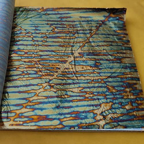 JINRUISI Foglia di lamina d'oro variegata 50 fogli Libretto Colorata imitazione foglia d'oro Doratura Artigianato Decorazione artistica（Oro al tramonto）
