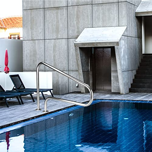 Lsoiup Rail d'entrée de Piscine avec Plaque de Renfort à Montage Rapide et poignée Ergonomique Échelle d'appui de Piscine pour Piscine creusée Capacité de 250 LBS