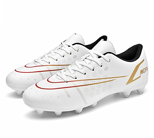 Youngtie Scarpe da calcio per ragazzi scarpe da allenamento all'aperto scarpe da calcio professionali scarpe da calcio per bambini e adolescenti, bianco, 26 EU