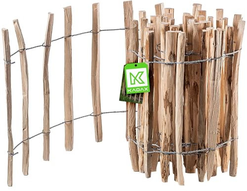 KADAX Recinzione in Legno di Nocciola Naturale - Recinzione da Giardino Resistente alle Intemperie in Diverse Misure (7-9 cm) 50 x 500 cm