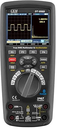 YuqiaoTime Multimeter DT-9989 by CEM 50000 counts 2 in 1 High Accuracy Professional Digital Multimeter with Oscilloscope and Calibration