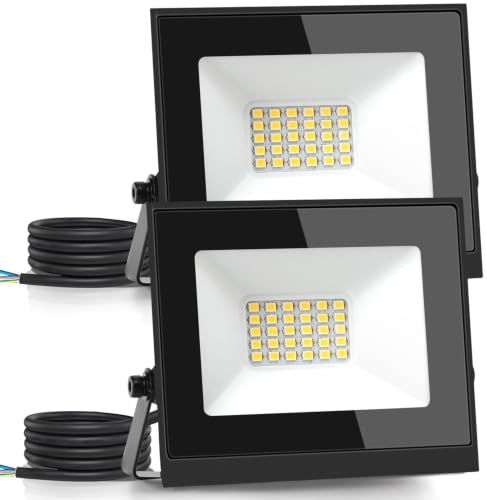 Aigostar LED Strahler außen 20W,2 Stück, Naturweiß 4000K 1800 Lumen Scheinwerfer IP65 Wasserdicht Außenstrahler für Hell Garten Garage Sportplatz Hof Fluter