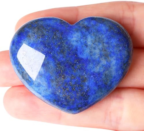 XIANNVXI 45mm Groß Lapislazuli Herz aus Steine Kristalle Edelsteine Herzen Liebe Edelstein Heilsteine Heilung Kristall Stein Palmstein Glücksbringer