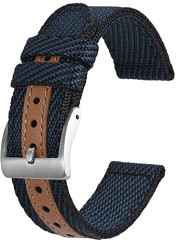 BISONSTRAP Sportliche Nylon Uhrenarmband, Militär Uhrenarmbänder für Herren, 18mm 20mm 22mm, Mehrere Farben
