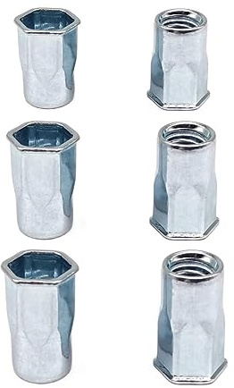 LJFMDLN Tuerca de remache de cabeza plana semihexagonal de 300 Uds M4 M5 M6, Kit surtido, inserto de rosca hexagonal de acero al carbono galvanizado