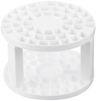 PATIKIL 1pz Portapennelli, Organizzatore di Plastica per Conservazione 49 Fori Pennelli, Supporto Rotondo per Scrivania da Artista e Matite per il Trucco, Bianco