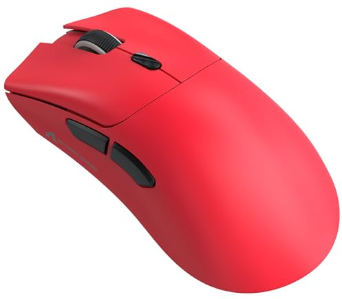 ATTACK SHARK R1 59g SUPERLIGHT mus, PixArt PAW3311 spelsensor, BT/2.4G trådlös/trådbunden spelmus, 6 justerbara DPI upp till 18000, 65 timmars batteri (röd)