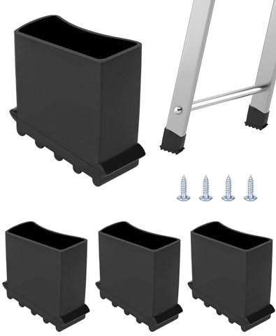 QWORK® 4pcs Ladder Rubber Feet Stabiliser, 25x50 mm Non-Slip Rubber Cover for Step Ladders