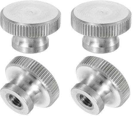 sourcing map Dadi zigrinati, 4 pezzi, M5 x 16 mm x 10 mm in acciaio inox, rotondi, viti di fissaggio per foro cieco, colore argento, per parti di stampanti 3D, macchine utensili