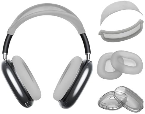 YieJoya 4 custodie in silicone + custodia per auricolari in TPU + fascia per fascia per la testa per cuffie Apple AirPods Max, accessori per Apple AirPods Max (nero)