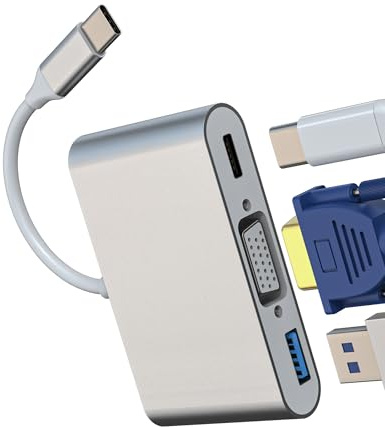 Adaptateur VGA Type C USB vers USB C pour Apple iPhone15 Pro Max pour iPad Air Macbook Câble Hub Displayport Splitter Chargeur Rallonge Moniteur Jack Connecteur Thunderbolt OTG Compatible