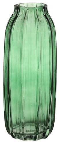 JAKY Global Große grüne Glas-Blumenvase, H-32 cm hoch, Glasvasen für Blumen, elegante Heimdekoration, Tischdekoration für Bauernhaus und Büro (Grün, 32 cm)