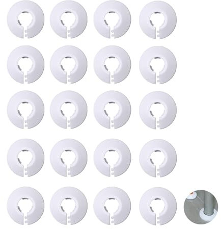 20 Stück Kunststoff Heizungsrohr Rosette, Weiße Heizungsrohr Abdeckung, Heizungsrohr Verkleidung, Weiße Rohrabdeckung für Rohre mit 15mm Durchmesser