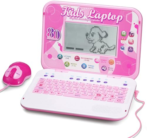 LESHITIAN Kids Laptop, 80 Learning Modes & 7 Inch Large Screen, Educational Learning Computer for Kids Ages 5+