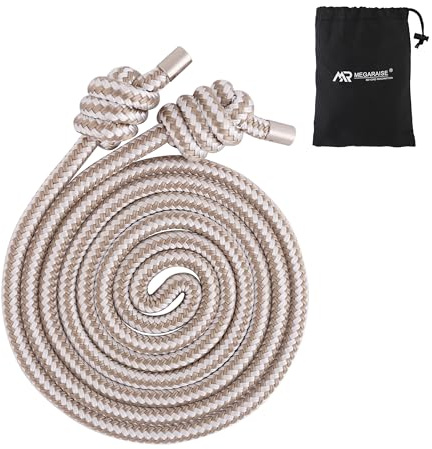 Megaraise Flow-Seil, gewichtetes Fitness-Springseil für Damen und Herren, schwere Seile für Erwachsene, Training, Heim-Fitnessstudio und Outdoor, Fließseil für Anfänger (goldfarbenes weißes Geflecht