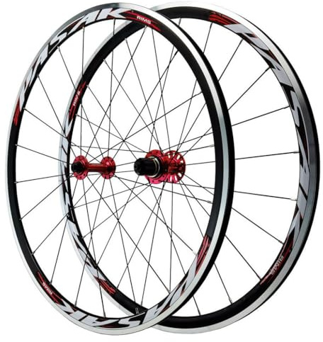 LPYDWZ Rennrad Rennradräder Aluminiumlegierung 700C, Doppelwandige V-Bremse Rote Fahrradräder 4 Abgedichtete Lager 30MM Felge for 7-12 Gang Schwungrad 1720G