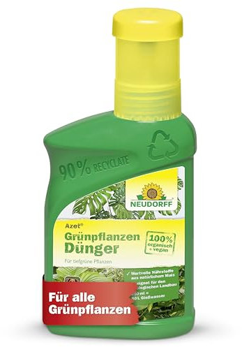 Neudorff Azet Grünpflanzendünger – 100% natürlicher Bio Dünger für schnelles Wachstum und tiefgrüne Blätter aller Grünpflanzen und Palmen, 250 ml