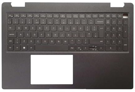 TECHNOLOGYVS Replacement For Dell Latitude 3520 0FN5HW 07DXTRUK Qwerty Laptop Black Palmrest Upper Top Case Backlit Keyboard With UK Layout English No Touchpad