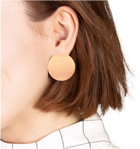 Große Statement Ohrringe • Gebürstete Edelstahl Ohrstecker 18k vergoldet • Boho Style Scheiben Ohrschmuck • nachhaltig & handgemacht • Ø 30mm