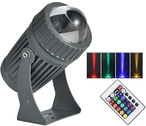 Luce A Fascio LED - RGB Con Faretto Rotante Con Telecomando, Proiettori A Fascio Stretto Da 10 W, Faretti Per Illuminazione Remota Impermeabili IP67, Luci Con Angolo Del Fascio Regolabile(Rgb+remote C
