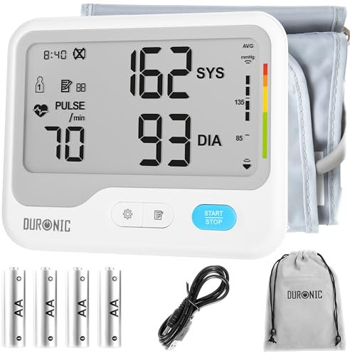 Duronic BPM95 Misuratore di Pressione da Braccio Digitale, Sfigmomanometro Automatico con Bracciale Regolabile, Memoria e Rilevazione Aritmie, 4 Batterie AA Incluse, Preciso e Facile da Usare