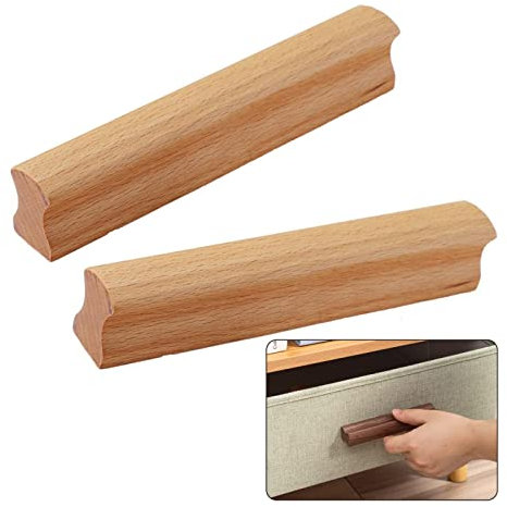 Holz-Türgriffe im Vintage-Stil, für Kommode, Küche, 2 Stück, 120 mm Länge, glatte Oberfläche, rustikale Möbelbeschläge