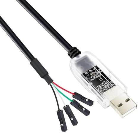 DTECH USB to TTL Adapter 3.3V 4 Pin USB to UART Debug Cable 1M | PL2303 IC Serial Converter Output 3.3 Volt for Windows 11 10 8 7 XP MAC Linux Easy Debugging Programming