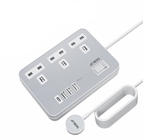3M Extension Lead with USB Slots, 3 Way Multi Plug Outlets Power Strip
