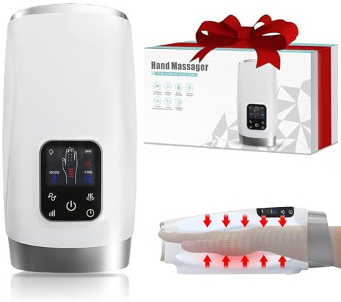 Masseur des Mains avec Fonction de Chauffage, Masseur électrique des Mains pour L'arthrite et le Soulagement de la Douleur du Canal Carpien,Cadeaux pour Femmes et Hommes
