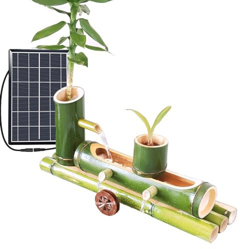 ASerZenith Decorazione per Fontana Solare in bambù, Fontana da Giardino con Ruota Idraulica, Ornamenti Fai da Te per Giardino Zen da Interno/Esterno, 50 Cm(70cm)