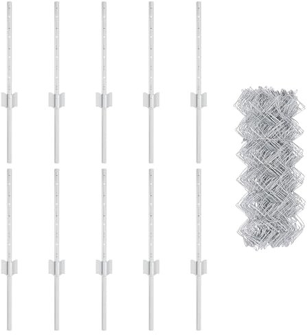 vidaxl Galvanized Steel Chain Link Fence 0.4x10m with 10 Silver U Posts - Ideal Outdoor Garden Safety