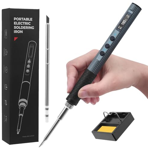 T12 Präzisions Lötkolben Set, 65W OLED Anzeige Temperatur Einstellbar 180-450°C, 6 Sek. Schnelles Aufheizen, Automatischem Schlafmodus, Lötspitzen und Lötkolbenständer, Lötkolben für Reparaturen