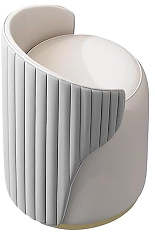 Silla de maquillaje gris con respaldo, taburete tapizado para tocador, elegante taburete cosmético para sala de estar y dormitorio, cómodo cojín de cuero
