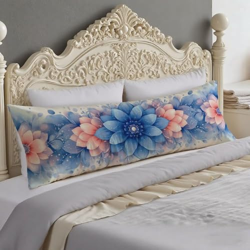 Kissenbezug 40x120 cm Blau Seitenschläferkissen Bezug Rosa Seitenschläferkissen, Body Pillow Samt Verbessern Sie Schlafqualität, Doppelseitig Drucken Langes Kissen für Sofa Schlafzimmer O-10 55