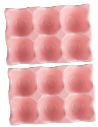 SMASOLO 2 pezzi Portauova in Ceramica per Frigorifero Contenitore Antiscivolo e Impilabile per Uova Design Compatto e Resistente per Cucina Organizzata Colore Rosa