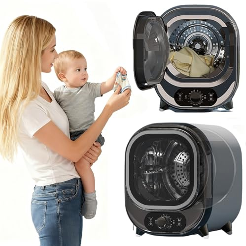 CHHMAELOVE Secadora de Ropa Interior pequeña de 35 dB, Secado Tridimensional con Aire Caliente y frío, portátil de 18 L de Capacidad, con Control de Temperatura Dual y Perilla de un Solo Toque. Brown