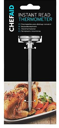 Chef Aid Instant Meat Thermometer with easy to read dial, Classic style Meat Probe to ensure meat cooked to required level with a operating range of 0 to 100 degrees Celsius