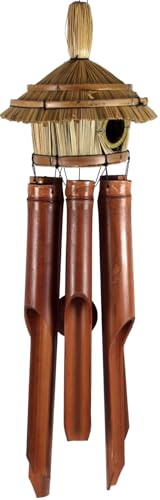 Guru-Shop Carillon éolien à son Exotique en Bambou - Maison D`oiseau 2, Marron, 70x18x18 cm, Carillons à Vent Carillons à Tonalité