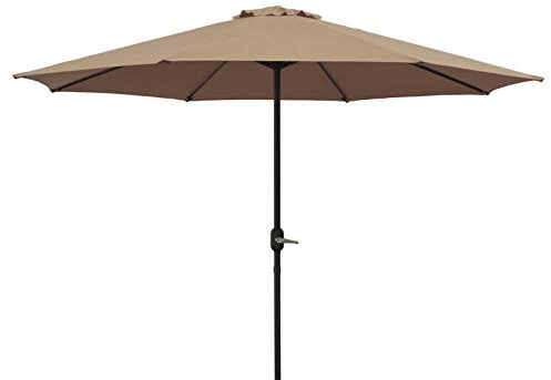 DEGAMO Marktschirm Aluminium 300cm mit Kurbel, taupefarben, UV Schutzfaktor 50+, Material Bezug 100% Polyester, Material Untergestell Aluminium, Gewicht 6kg