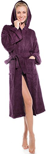 aqua-textil XS-XXXL Bademantel Kapuze Uni lang aufgesetzte Taschen Damen Herren Unisex warm Frottee Baumwolle OEKO-TEX Föhr