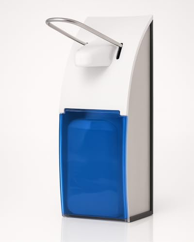Blanc HYGIENIC FIX Armhebelspender Kunststoff, 500 ml, Blau-Transparent | 500-ml-Armhebelspender aus Kunststoff, Blau-Transparent, inkl. Leerflasche und Wandhalterung, abschließbar