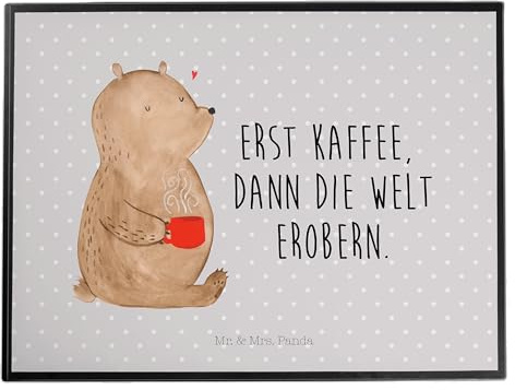 Mr. & Mrs. Panda Schreibunterlage Bär Kaffee - Geschenk, Teddy, tischpad, malmatte, schreibtischunterlagen, tischmatte, Bären, Guten Morgen, schreibtischunterlage, Coffee, Motivation